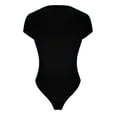 thumbnail image 5 of SBYOJLPB Women's Bodysuits Sexy Ribbed Short Sleeve Round Neck Stretch Tops Bodysuits Black 10(XL), 5 of 6