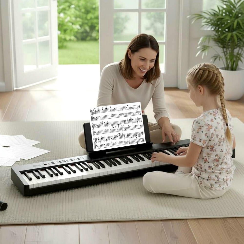 Resenkos 88-Key Velocity-Sensitive Keyboard with Premium Audio Sound Source - Black