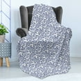 thumbnail image 4 of Rose Soft Flannel Fleece Throw Blanket, Monochrome Design Pattern of Romantic Flower Petals Leaves, Cozy Plush for Indoor and Outdoor Use, 50" x 70", Dark Violet Ceil Blue, by Ambesonne, 4 of 5