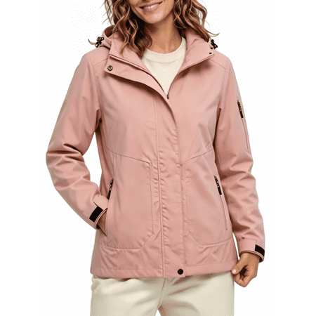 Wantdo Women s Raincoat Waterproof Rain Jacket Lightweight Rain Coat Casual Jacket Pink XL