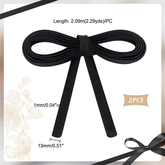 2Pcs 82.28 Inches Women's Tie Back for Wedding Bridal Gown 0.51 Inch Adjustable Lace up Dress Cord Back Lacing Cord Corset Ribbon Replacement Black
