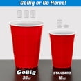 thumbnail image 2 of Vasos de fiesta GoPong GoBig de 1,06 litros, color rojo gigante, paquete de 50 con pelotas de pong, 2 of 5