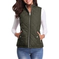 thumbnail image 2 of Xyxonk Puffer Vest Women Fall 2025 Quilted Jacket Zip-Up Sleeveless Outwear Vests Lightweight Stand Collar Coats With Pocket,Dark Green L, 2 of 5