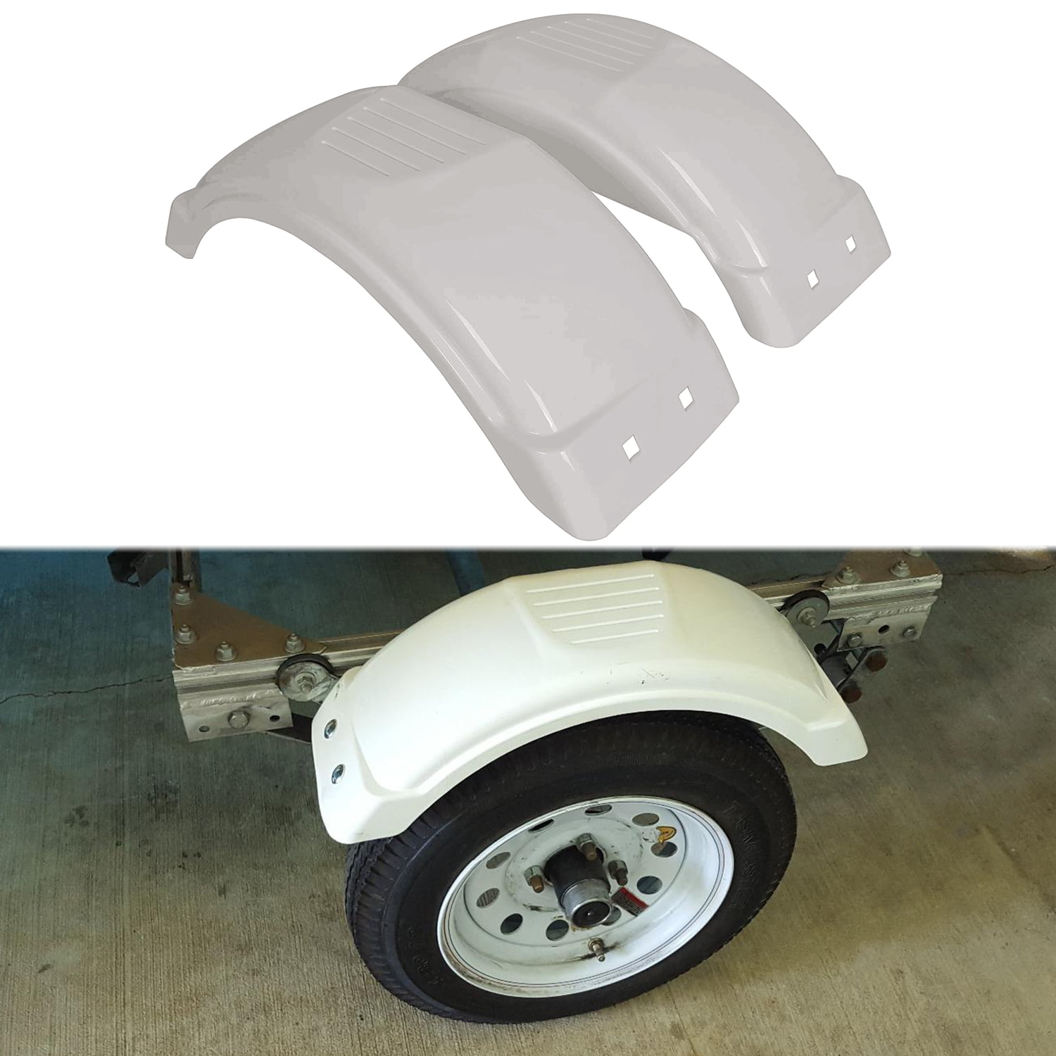 ECOTRIC Fulton Polyethylene Trailer Fenders Fits Single-axle Trailers w/ 13 Diameter Wheels 