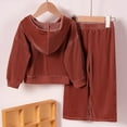 thumbnail image 5 of Hrsba Toddler Winter Casual Two-piece Outfit Sets， Kids Fall Sets Long Sleeve Hooded Velour Zip-up Sweatshirt And Pants Casual Two-piece Set For Toddler Girls 1-7 Years, 5 of 5