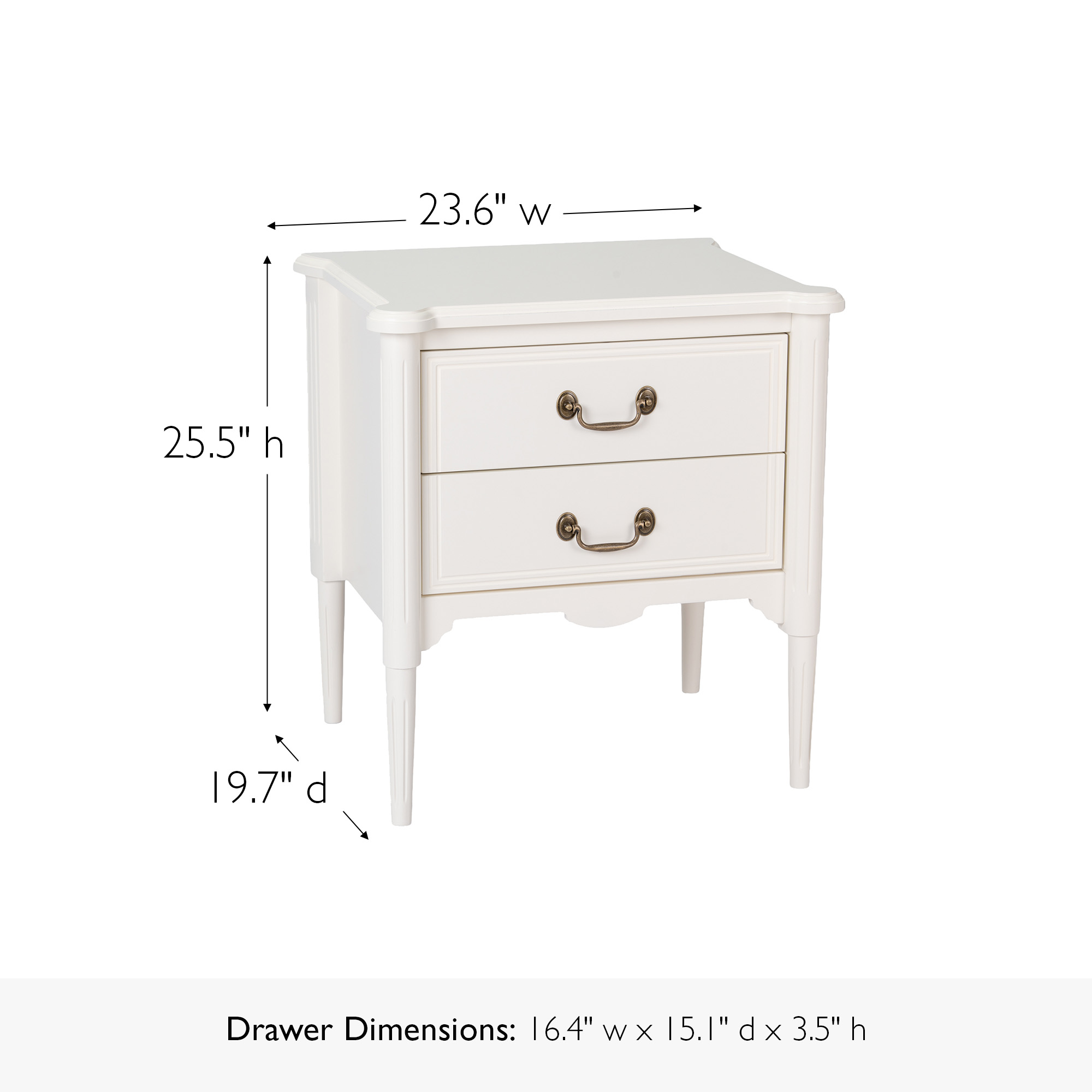 Design House Oxford Traditional End Tables/Nightstands and Chest Set, Antique White