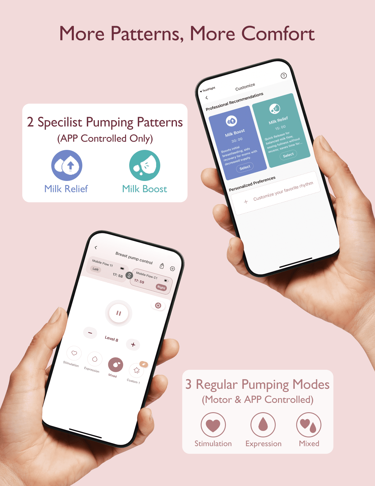 Momcozy Hands Free Breast Pump Mobile Flow, App Discreet Electric Breast Pump M9, Control Personalized, 1 Pack, Cozy Red