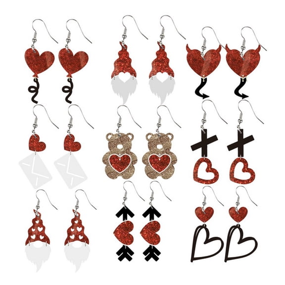 Cinvoph Valentine's Day 9 Pairs Earrings Heart Chunky Earrings Set for Women Thick Lightweight Earring for Womens Her Romantic Jewelry Gifts