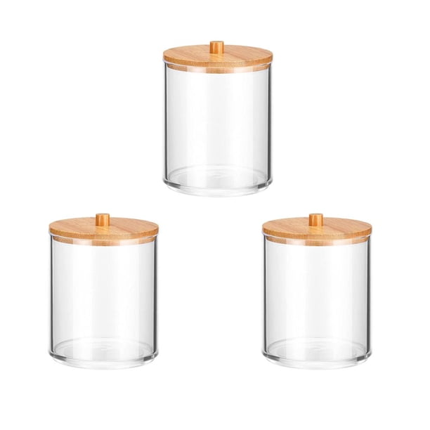 Bastoncillos De Algodón De 3 Piezas, Soporte De Almacenamiento Transparente Acrílico, Estuche De Maquillaje Transparente Multifuncional Redondo, Baño Y Dormitorio Scienceny HA040101-03