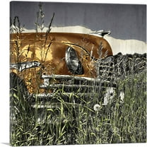 ARTCANVAS Old Car In The Field Painting Home decor Canvas Art Print - Size: 18" x 18" (0.75" Deep)