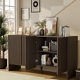 thumbnail image 3 of TopComfy 55" Sideboard Buffet Cabinet with 4 Doors, Coffee Bar Storage Cabinet with Adjustable Shelves Curved Edge MDF Display Cabinet for Kitchen Dining Room, Dark Walnut, 3 of 8