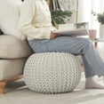 thumbnail image 4 of Ornavo Home Pouf Ottoman Foot Rest - 100% Cotton Pouffe - Hand Knitted Cable Braid Cord - Boho Round Stuffed Ottoman for Living Room, Bedroom, 4 of 6