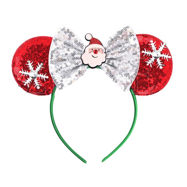 Diadema con orejas de Mickey Mouse 2022, diadema con lazo de lentejuelas para Festival de copos de nieve de Navidad, accesorios para el cabello de fiesta para mujeres y niñas, regalo Gao Jinjia LED