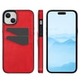thumbnail image 2 of for iPhone 15 Plus 2 Card Slots Premium PU Leather Back Case with TPU Inner, Slim Thin Vintage Anti-drop Raised Frame Protection Shockproof Case Cover for iPhone 15 Plus, Red, 2 of 6