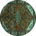thumbnail image 1 of Ahgly Company Machine Washable Indoor Round Persian Turquoise Blue Traditional Area Rugs, 6' Round, 1 of 4
