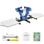 SKYSHALO Screen Printing Machine 4 Color & 2 Station, 21.2"x17.7" 360 Rotable Silk Screen Printing Press, Double-layer Positioning Pallet for T-shirt DIY Printing