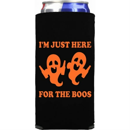 

Funny Halloween Seltzer Coolie - I m Just Here For The Boos - Halloween Party Gift for Spiked Seltzer (1 Black)