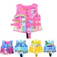 thumbnail image 2 of Kids Swimming Life Vest Cartoon Animals Print Flotage Life Jacket With Lockable Buckles For Girls Boys 2-8 Years, 2 of 5