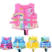 Angle View: Swimming Jacket for Kids Life Vest Cartoon Animals Print Flotation Life Jacket Swimming Leaner Outfits 2-8Y