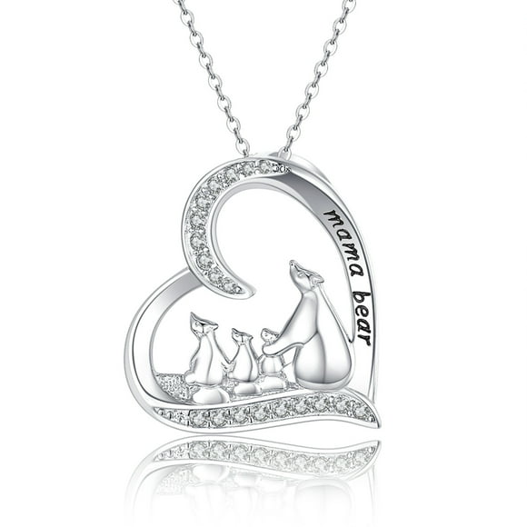 Coachuhhar Sterling Silver Mom Necklace Mama Bear Pendant Necklace Jewelry for New Mom Grandmother Women