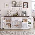 thumbnail image 3 of CQSXDA 63 Inch Farmhouse Barn Door Storage Cabinet With Two Drawers, Adjustable Shelves For Kitchen, Living Room & Dining Room，White, 3 of 14