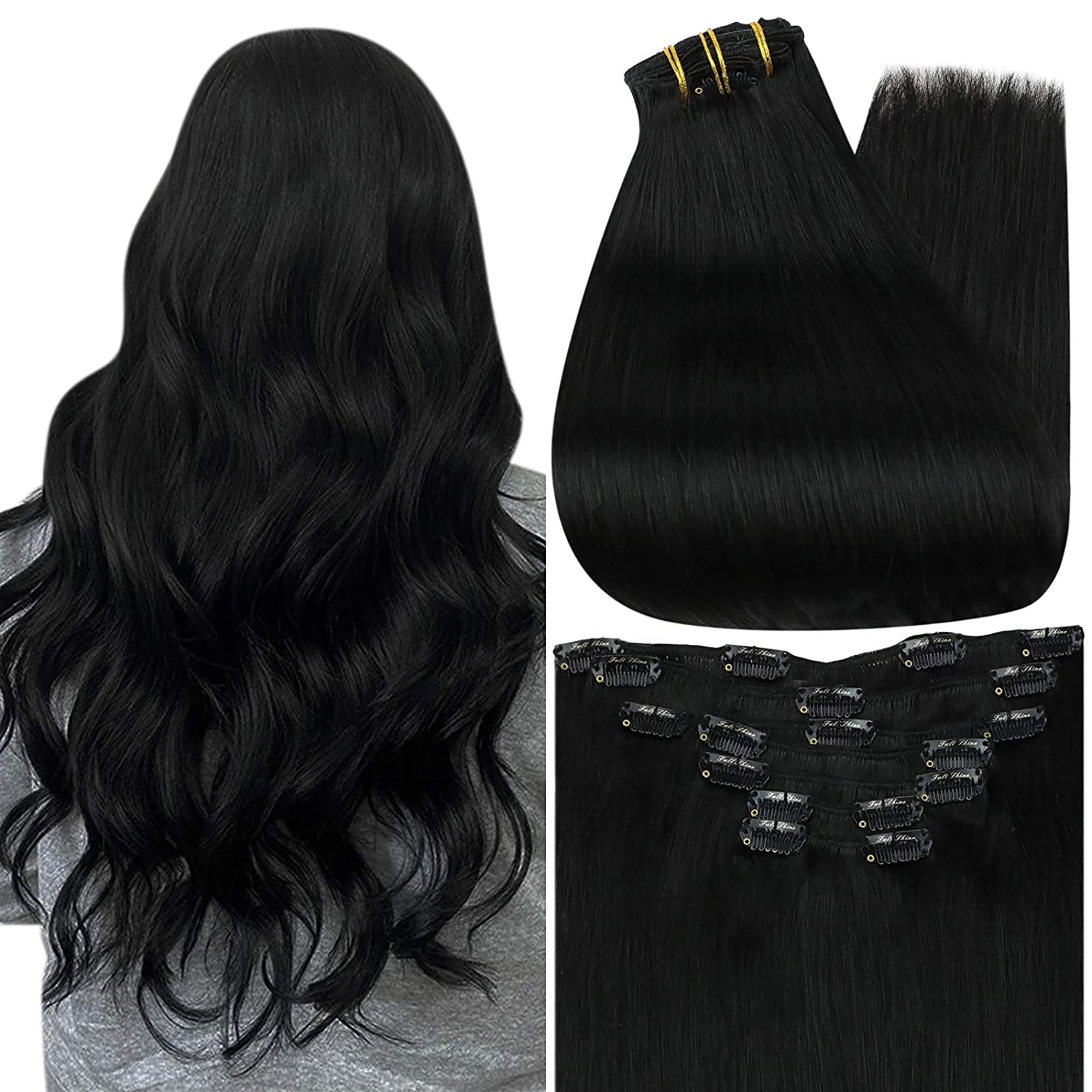 Clip in Hair Extensions Real Human Hair for Black Women 20 Inch #2 Dark  Brown Color Straight Remy Human Hair Extensions 100% Unprocessed Full Head  7