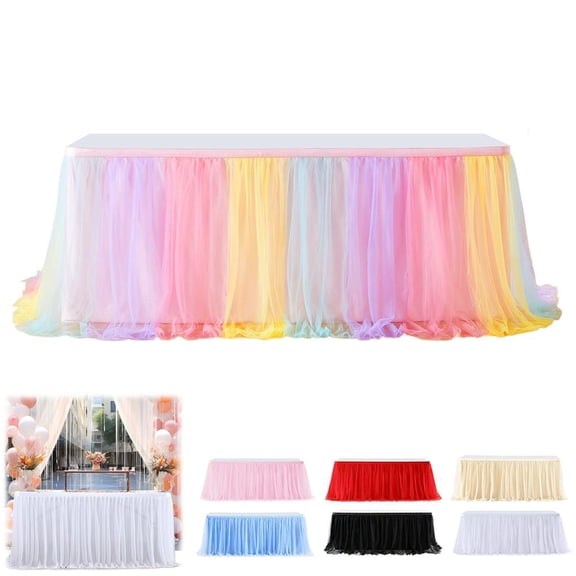 NOVELAR Polyester Table Skirt with Adhesive Fasteners, Creates Full, Luxurious Cover for 4ft to 8ft Tables, Ideal for Birthday Parties and Baby Showers