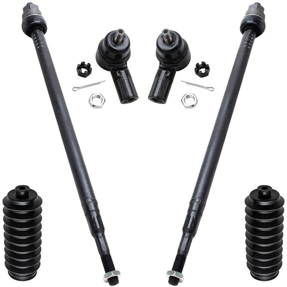 Detroit Axle - 6pc Front Inner Outer Tie Rods w/Boots Replacement for Honda Civic Acura EL Fits select: 2001-2005 HONDA CIVIC LX