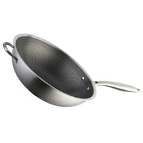 CIMAXIC Deep Frying Pan Wok Stainless Steel Silver 1Pcs