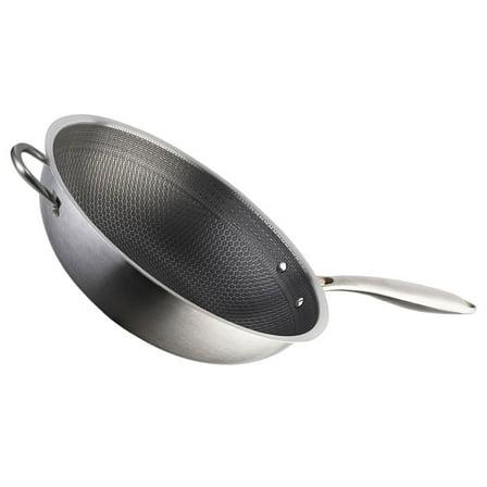 OFFIGAM Stainless Steel Honeycomb Wok Pan Nonstick Cookware Kitchen Frying Pan for Home Cooking