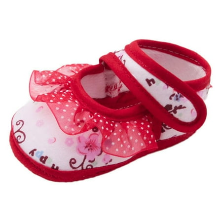 

Binmer Newborn Baby Girls Soft Shoes Soled Lace Floral Print Footwear Crib Shoes
