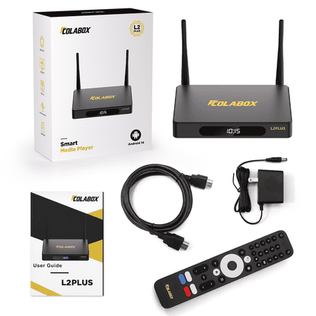 COLABOX L2 Plus Plug & Play 4K TV Streaming Box, Home Media Player with Full Accessories: Remote, HDMI Cable, Power Adapter
