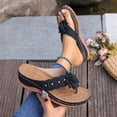thumbnail image 2 of Yyuenw Women Summer PU Slip On Wedge Slides Open Toe Flower Thong Walking Casual Sandals, 2 of 9