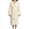thumbnail image 3 of Bxsruta Womens Plush Hooded Robe Soft Fleece Bathrobe Long Loungewear with Pockets and Belt, 3 of 8