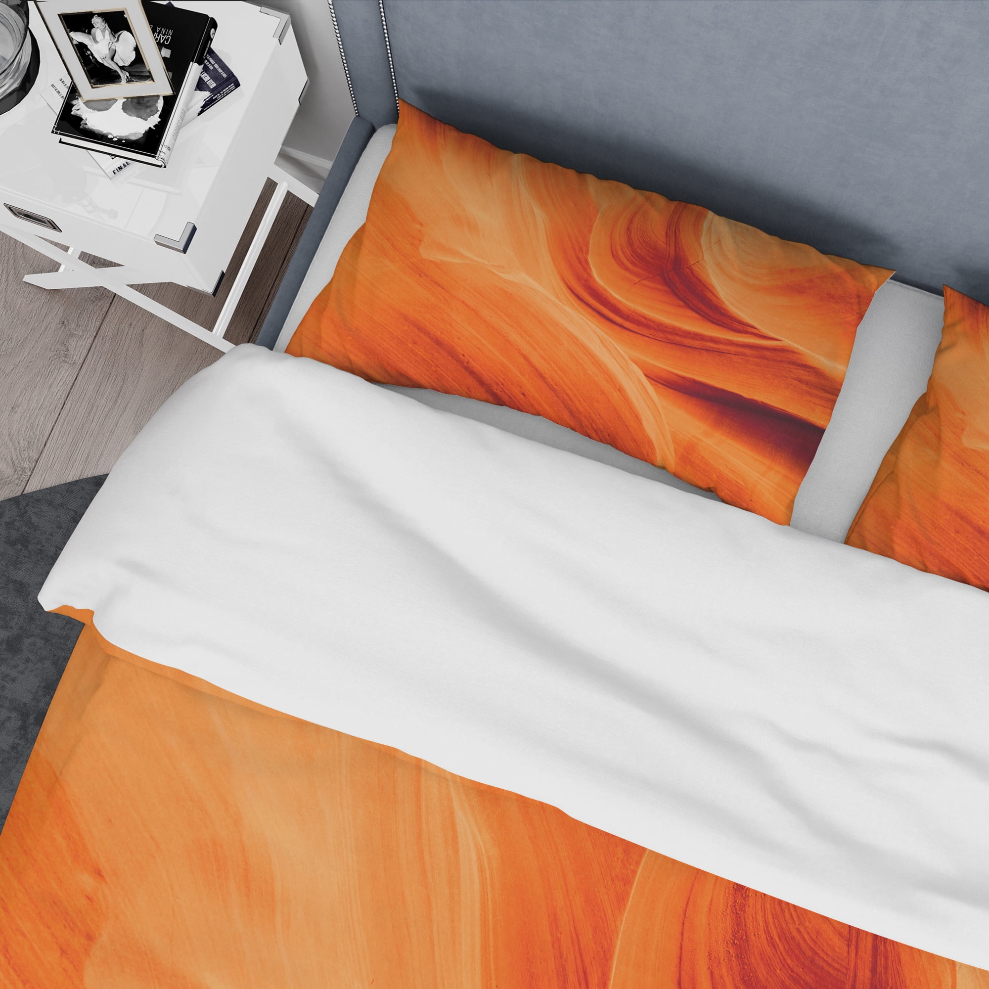 Designart 'Orange Upper Antelope Canyon' Landscape Duvet Cover Set