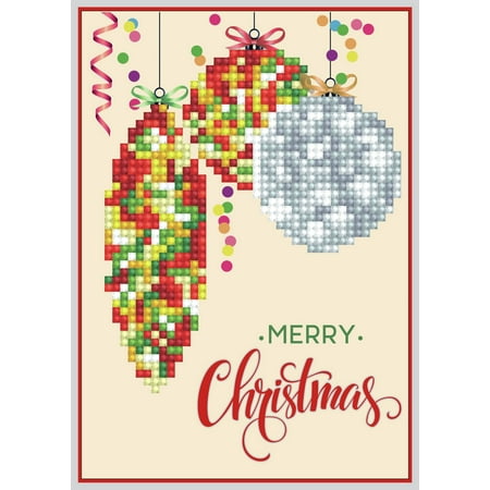 UPC: 4897073246628 | Diamond Dotz Diamond Art Greeting Card Kit 5 X7 -Merry Christmas Baubles Trad