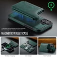 thumbnail image 5 of For iPhone 16 Plus PU Leather Wallet Phone Case,Compatible with Mag-Safe,Magnetic Detachable Card Holder,Back Flip Kickstand,2-in-1 Heavy Duty Shockproof RFID Blocking Phone Case,Green, 5 of 10