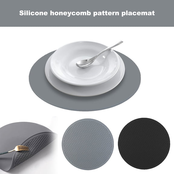 Silicone Single And Double Sided Honeycomb Pattern Placemats, Household Kitchen Table Heat Insulation Mats, Non-Slip Heat Resistant Round Table Mats For Kitchen Use