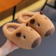 thumbnail image 5 of 2026 Kids Capybara Animal Plush House Slippers, Boys Girls Cute Cartoon Fuzzy Open Back Indoor Slippers Warm Winter Home Footwear for Toddler to Big Kids 3-10.5 Years, 5 of 9