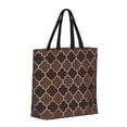 thumbnail image 2 of Vsdgher Brown Gold Grid print Tote Bag for Women Shoulder Bag with Zipper Large Shoulder Bag Handle Handbag Portable Washable for Travel, Work, 2 of 8