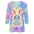 thumbnail image 5 of VgaVtl 3/4 Sleeve Women's Easter Tops Holiday Tie Dye Shirts for Women Casual Loose Festivals Pullover Tops, 5 of 6