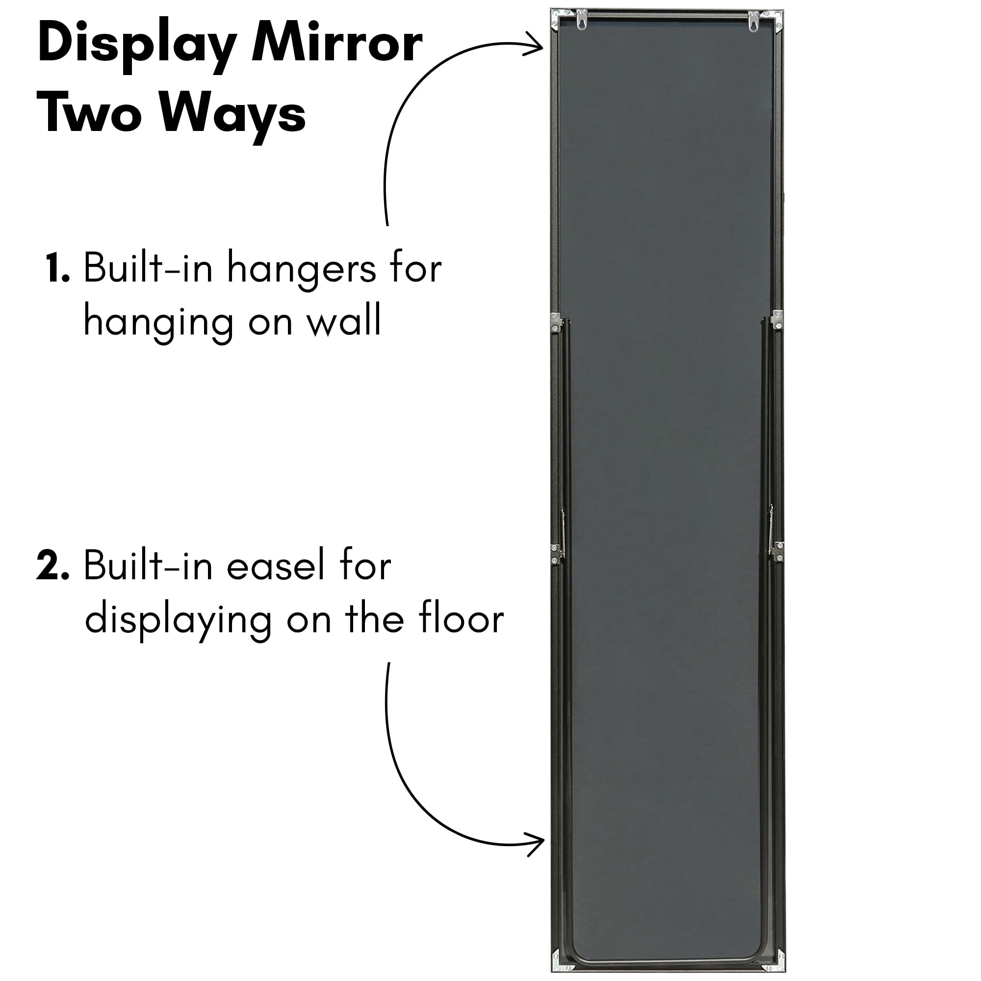 Americanflat Full Length Mirror With Stand - 14" x 59" Large Full Body Mirror for Bedroom, Living Room - 5ft Tall Floor Mirror Full Length - Black