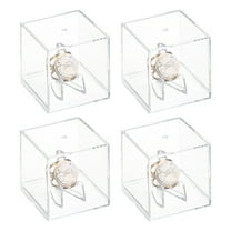 Uxcell 4PCS Championship Ring Display Case with Wooden Base, Acrylic Baseball Display Cube Dustproof Ring Holders