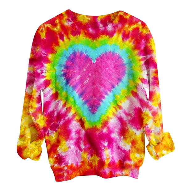 Mujeres Tops Tie-dye Casual Manga larga Halloween Sudadera Pullover Camisas Blusa Pompotops gfhjh4079