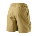 thumbnail image 4 of Men's Cargo Shorts Casual Summer Relaxed Fit Bermuda Shorts Elastic Waist Drawstring Short Pants with Zipper Pockets Big and Tall Size L-5XL Khaki, 4 of 9