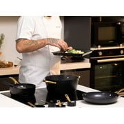 Thyme & Table 12-Piece Non-Stick Signature Ribbed Cookware Set, Non-Toxic Pots and Pans Set - Black & Gold