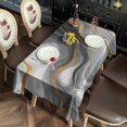 thumbnail image 2 of Gray White Gold Marble Pattern Rectangle Tablecloth 60"x102",Waterproof Polyester Rectangle Table Cloth, Wipeable Spillproof Polyester Tablecloth for Dining, Camping, Indoor and Outdoor, 2 of 6