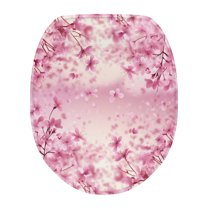 SEANATIVE Cherry Blossom Toilet Seat Cover Pink Soft Toilet Seat Lid Covers Oval Washable Elongated Toilet Seat Lid Cover for Bathroom Thick Toilet Decoration Cover