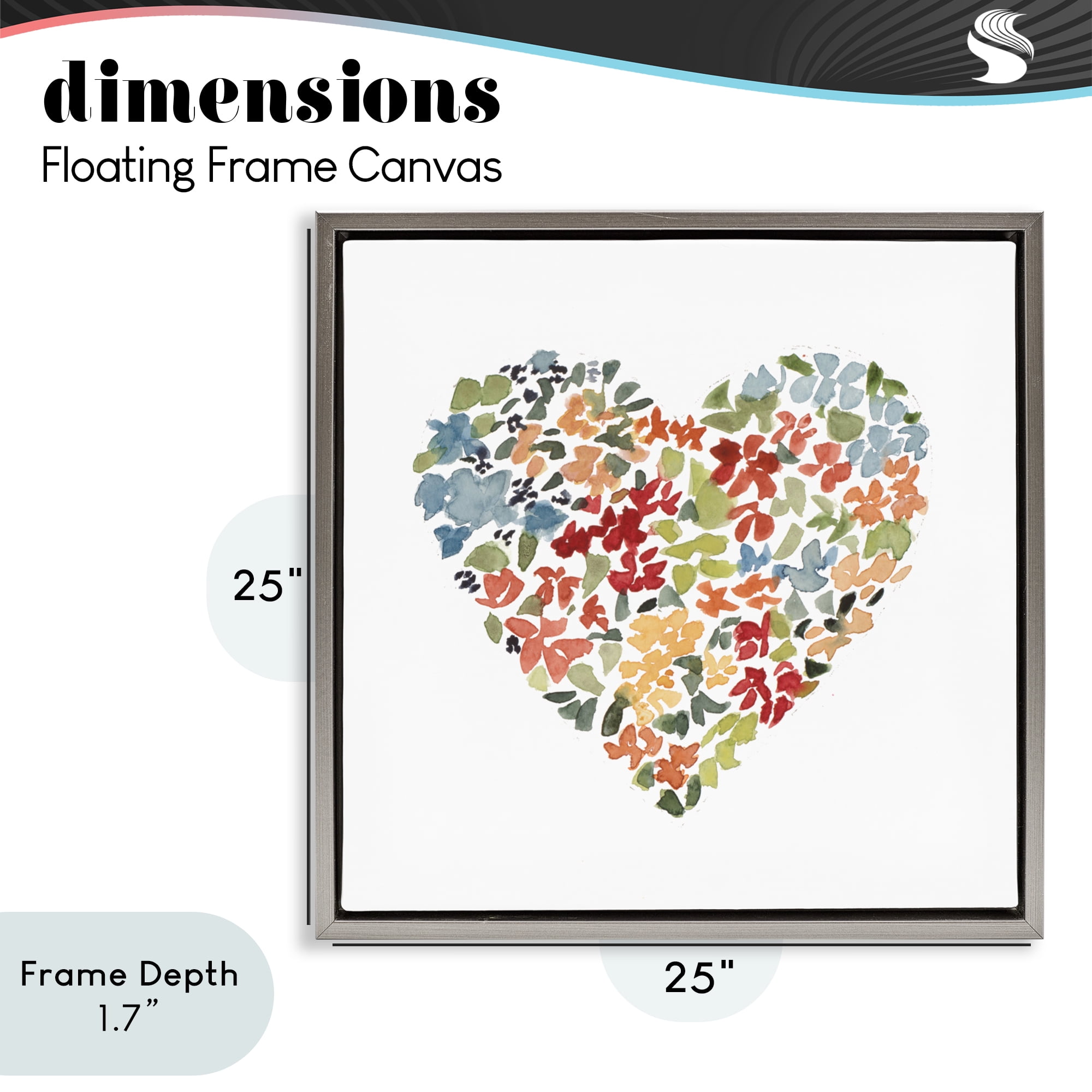 Stupell Industries Blooming Earth Tone Heart Gray Framed Floater Canvas Wall Art, design by Lanie Loreth