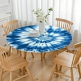 thumbnail image 3 of Blue White Tie Dye Spiral Pattern Round Fitted Tablecloth with Elastic Edge,Dining Table Cover Waterproof,Outdoor Round Tablecloth for Camping,Dining,Indoor and Outdoor, 3 of 7